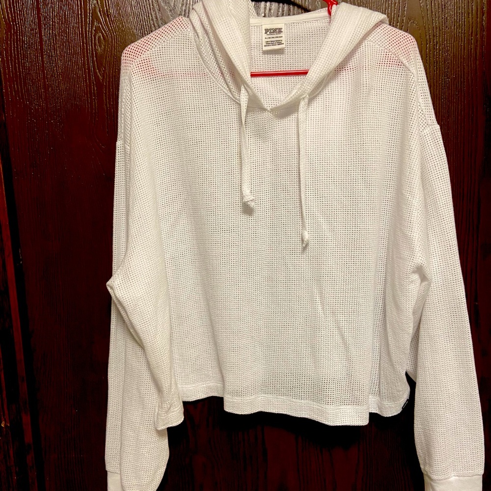 VS PINK white mesh crop hoodie - new w/o tags